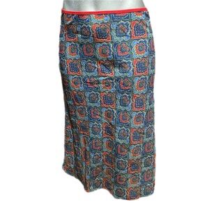 Y2K Lightweight Midi Skirt Avant Garde Abstract Floral Bohemian Eclectic Large